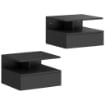 Set di 2 Comodini Sospesi con Cassetto e Mensola Aperta, 35x32x22.5 cm, Nero