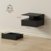 Set di 2 Comodini Sospesi con Cassetto e Mensola Aperta, 35x32x22.5 cm, Nero