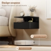 Set di 2 Comodini Sospesi con Cassetto e Mensola Aperta, 35x32x22.5 cm, Nero