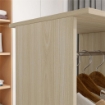 ARMADIO GUARDAROBA A ROTELLE CON 2 BARRE E 3 RIPIANI APERTI, IN LEGNO E ALLUMINIO, 120X40X128 CM, COLOR LEGNO