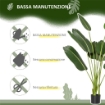 ALBERO ARTIFICIALE DI BANANO 160 CM CON VASO E 10 FOGLIE REALISTICHE, PIANTA FINTE TROPICALE PER DECORAZIONI INTERNI ED ESTERNI, VERDE