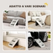 SCALETTA PER CANI E GATTI CON 3 SCALINI ANTISCIVOLO, DESIGN PIEGHEVOLE CON CAPACITÀ 10 KG, CREMA