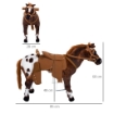 CAVALLO A DONDOLO PER BAMBINI 2+ ANNI CON NITRITO, SELLA E STAFFE, IN PELUCHE E METALLO, 85X28X60 CM, MARRONE