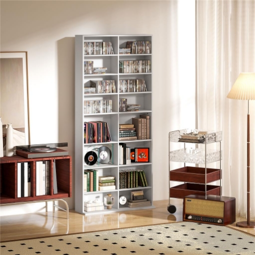 Ripiani per CD e DVD 18 scomparti capacitÓ max. 640 CD/360 DVD 430 Blu-ray 78,5 x 24 x 175 cm bianco