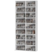 Ripiani per CD e DVD 18 scomparti capacitÓ max. 640 CD/360 DVD 430 Blu-ray 78,5 x 24 x 175 cm bianco