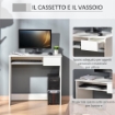 Scrivania Ufficio, 80x45x75 cm Scrivania Salvaspazio con Vassoio Tastiera, Cassetto per Documenti, Bianco