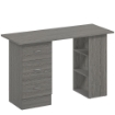 Scrivania Moderna con 3 Cassetti e 3 Ripiani per Camera e Ufficio, in Legno, 120x49x72 cm, Grigio