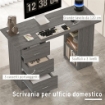 Scrivania Moderna con 3 Cassetti e 3 Ripiani per Camera e Ufficio, in Legno, 120x49x72 cm, Grigio