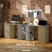 Scrivania Moderna con 3 Cassetti e 3 Ripiani per Camera e Ufficio, in Legno, 120x49x72 cm, Grigio