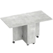 Tavolo da Pranzo Pieghevole a Ruote con 2 Cassetti, 2 Ante e Armadietto, in Legno, 140x76x74 cm, Grigio Cemento
