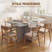 Tavolo da Pranzo Pieghevole a Ruote con 2 Cassetti, 2 Ante e Armadietto, in Legno, 140x76x74 cm, Grigio Cemento