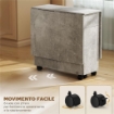 Tavolo da Pranzo Pieghevole a Ruote con 2 Cassetti, 2 Ante e Armadietto, in Legno, 140x76x74 cm, Grigio Cemento