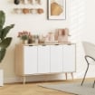 MOBILE CONTENITORE CON 2 ARMADIETTI A RIPIANI REGOLABILI, IN LEGNO DI PINO, 120X35X77.4 CM, COLOR LEGNO E BIANCO