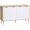 MOBILE CONTENITORE CON 2 ARMADIETTI A RIPIANI REGOLABILI, IN LEGNO DI PINO, 120X35X77.4 CM, COLOR LEGNO E BIANCO
