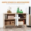 MOBILE CONTENITORE CON 2 ARMADIETTI A RIPIANI REGOLABILI, IN LEGNO DI PINO, 120X35X77.4 CM, COLOR LEGNO E BIANCO