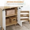 MOBILE CONTENITORE CON 2 ARMADIETTI A RIPIANI REGOLABILI, IN LEGNO DI PINO, 120X35X77.4 CM, COLOR LEGNO E BIANCO