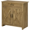 Credenza Cucina Country con Armadietto a 2 Ante e Cassetto, 80x39.7x80cm, Color Legno