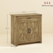 Credenza Cucina Country con Armadietto a 2 Ante e Cassetto, 80x39.7x80cm, Color Legno