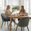SET 2 SEDIE DA PRANZO IMBOTTITE CON SCHIENALE A CONCHIGLIA IN VELLUTO, 52X55X79 CM, GRIGIO