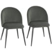 SET 2 SEDIE DA PRANZO IMBOTTITE CON SCHIENALE A CONCHIGLIA IN VELLUTO, 52X55X79 CM, GRIGIO
