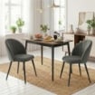 SET 2 SEDIE DA PRANZO IMBOTTITE CON SCHIENALE A CONCHIGLIA IN VELLUTO, 52X55X79 CM, GRIGIO
