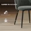 SET 2 SEDIE DA PRANZO IMBOTTITE CON SCHIENALE A CONCHIGLIA IN VELLUTO, 52X55X79 CM, GRIGIO