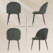 SET 2 SEDIE DA PRANZO IMBOTTITE CON SCHIENALE A CONCHIGLIA IN VELLUTO, 52X55X79 CM, GRIGIO