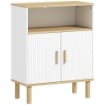 MOBILE BAGNO AUTOPORTANTE CON RIPIANO REGOLABILE, BIANCO E LEGNO NATURALE