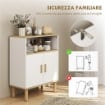 MOBILE BAGNO AUTOPORTANTE CON RIPIANO REGOLABILE, BIANCO E LEGNO NATURALE