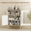MOBILE BAGNO AUTOPORTANTE CON RIPIANO REGOLABILE, BIANCO E LEGNO NATURALE