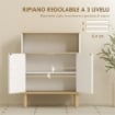 MOBILE BAGNO AUTOPORTANTE CON RIPIANO REGOLABILE, BIANCO E LEGNO NATURALE