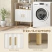 MOBILE BAGNO AUTOPORTANTE CON RIPIANO REGOLABILE, BIANCO E LEGNO NATURALE