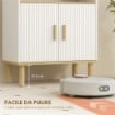 MOBILE BAGNO AUTOPORTANTE CON RIPIANO REGOLABILE, BIANCO E LEGNO NATURALE