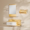 Set da Ingresso con Specchio con Mensola e Mobiletto a Parete con Cassetto e 2 Ripiani Aperti, in Legno e Vetro