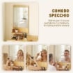 Set da Ingresso con Specchio con Mensola e Mobiletto a Parete con Cassetto e 2 Ripiani Aperti, in Legno e Vetro