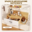 Set da Ingresso con Specchio con Mensola e Mobiletto a Parete con Cassetto e 2 Ripiani Aperti, in Legno e Vetro