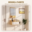 Set da Ingresso con Specchio con Mensola e Mobiletto a Parete con Cassetto e 2 Ripiani Aperti, in Legno e Vetro