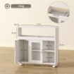 Mobile per Bagno a Rotelle in Legno con Spazio Aperto, Ripiani Regolabili e Ante in Vetro, 71x20x70 cm, Bianco