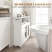 Mobile per Bagno a Rotelle in Legno con Spazio Aperto, Ripiani Regolabili e Ante in Vetro, 71x20x70 cm, Bianco