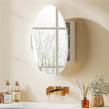 ARMADIETTO BAGNO LED, ANTI-APPANNAMENTO, ILLUMINAZIONE DIMMERABILE 3 COLORI, BIANCO, DA PARETE