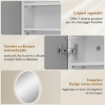 ARMADIETTO BAGNO LED, ANTI-APPANNAMENTO, ILLUMINAZIONE DIMMERABILE 3 COLORI, BIANCO, DA PARETE