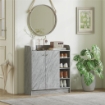 SCARPIERA MODERNA IN LEGNO CON 4 RIPIANI APERTI E ARMADIETTO PER 12 PAIA,, 83X30X90 CM, GRIGIO CEMENTO