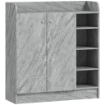 SCARPIERA MODERNA IN LEGNO CON 4 RIPIANI APERTI E ARMADIETTO PER 12 PAIA,, 83X30X90 CM, GRIGIO CEMENTO
