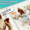 CAVALLO CON BASTONE E SUONI REALISTICI PER BAMBINI 24+ MESI, IN POLIESTERE E LEGNO, 95X25X27 CM, MARRONE