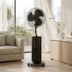 Ventilatore a Piantana 3 in 1 Oscillante con Nebulizzatore d'Acqua, Telecomando e Timer 9h, 45x38x130 cm, Nero