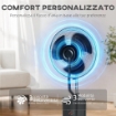 Ventilatore a Piantana 3 in 1 Oscillante con Nebulizzatore d'Acqua, Telecomando e Timer 9h, 45x38x130 cm, Nero
