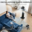 Ventilatore a Piantana 3 in 1 Oscillante con Nebulizzatore d'Acqua, Telecomando e Timer 9h, 45x38x130 cm, Nero
