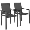 SET 2 SEDIE DA GIARDINO IMPILABILI CON SEDUTA TRASPIRANTE, IN ALLUMINIO E TEXTILENE, 56X58X89 CM, GRIGIO CARBONE