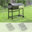 BARBECUE A CARBONE E GAS CON 3 BRUCIATORI E COPERCHIO, TERMOMETRO, RUOTE E RIPIANI, NERO