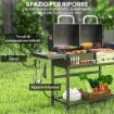 BARBECUE A CARBONE E GAS CON 3 BRUCIATORI E COPERCHIO, TERMOMETRO, RUOTE E RIPIANI, NERO
